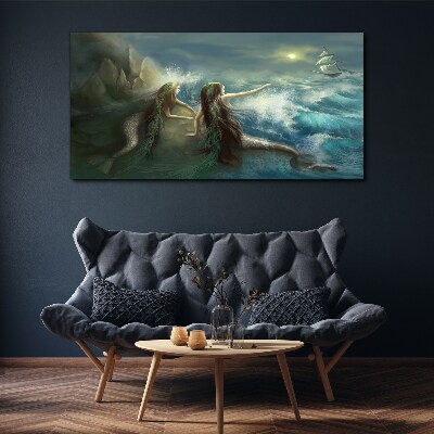 Mermaids on the seashore Canvas Wall art
