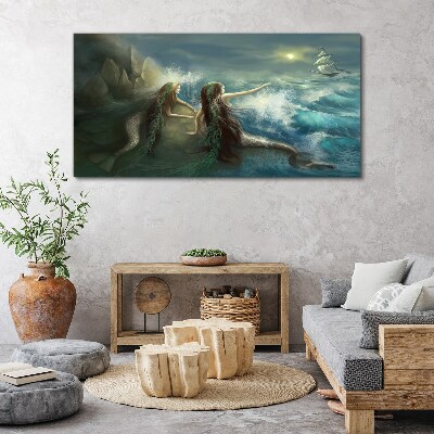 Mermaids on the seashore Canvas Wall art