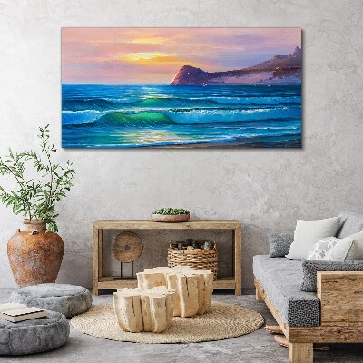 Coast waves nature Canvas Wall art