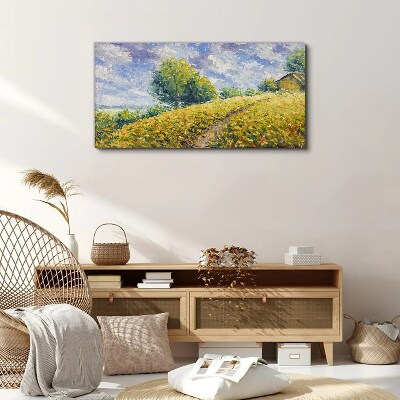 Hill meadow sky tree Canvas Wall art