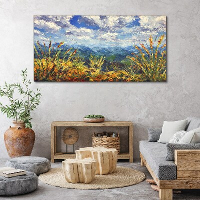 Landscape mountains clouds Canvas Wall art