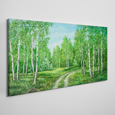 Green forest with white birches Canvas Wall art