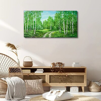 Green forest with white birches Canvas Wall art