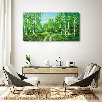 Green forest with white birches Canvas Wall art