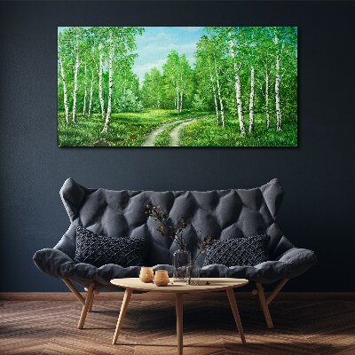 Green forest with white birches Canvas Wall art