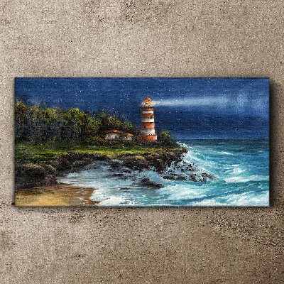 A lighthouse in a stormy sea Canvas Wall art