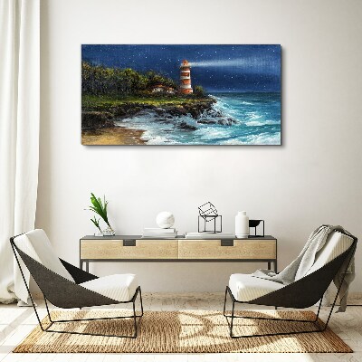 Lighthouse coast waves Canvas Wall art