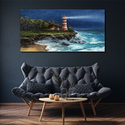 A lighthouse in a stormy sea Canvas Wall art