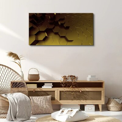 Golden hexagons Canvas Wall art