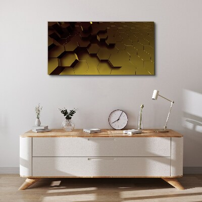 Golden hexagons Canvas Wall art