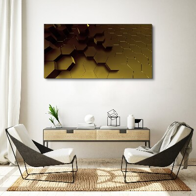 Golden hexagons Canvas Wall art