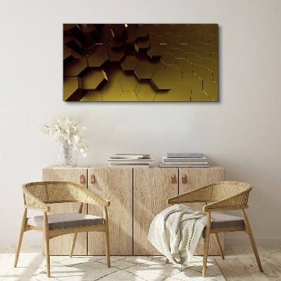Golden hexagons Canvas Wall art