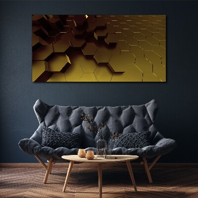 Golden hexagons Canvas Wall art