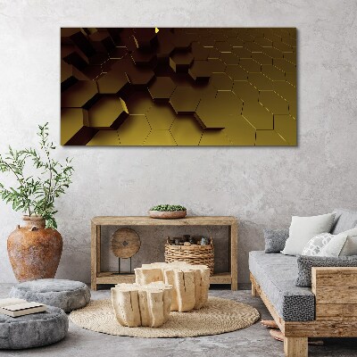 Golden hexagons Canvas Wall art