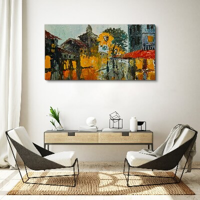 The golden reflection of the urban landscape Canvas Wall art