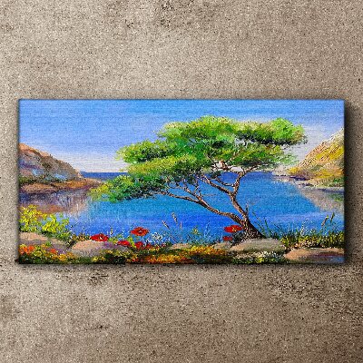 Nature tree flowers sea Canvas Wall art