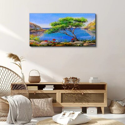 Nature tree flowers sea Canvas Wall art