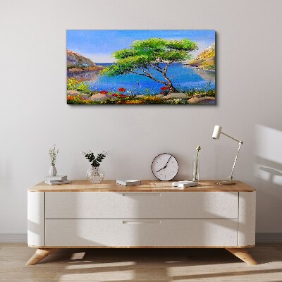 Nature tree flowers sea Canvas Wall art