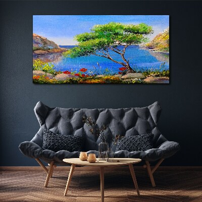 A peaceful landscape by the water Canvas Wall art