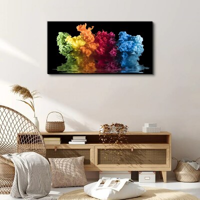 Colorful clouds of paint on a black background Canvas Wall art