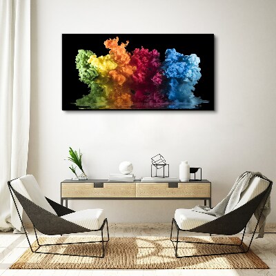Colorful clouds of paint on a black background Canvas Wall art
