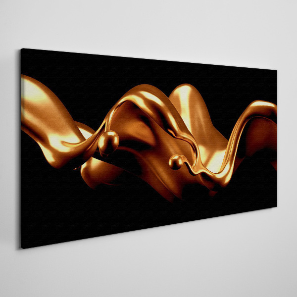 Golden waves on a black background Canvas Wall art
