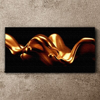 Golden waves on a black background Canvas Wall art
