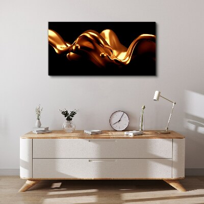 Golden waves on a black background Canvas Wall art