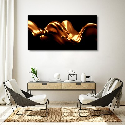 Golden waves on a black background Canvas Wall art