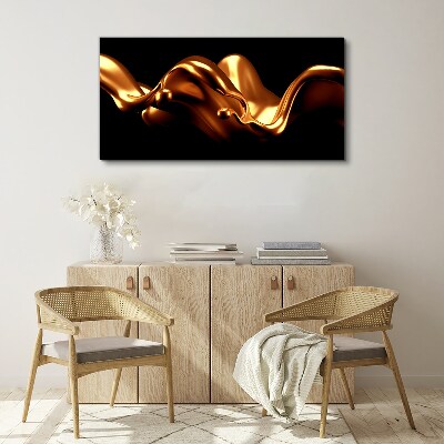 Golden waves on a black background Canvas Wall art