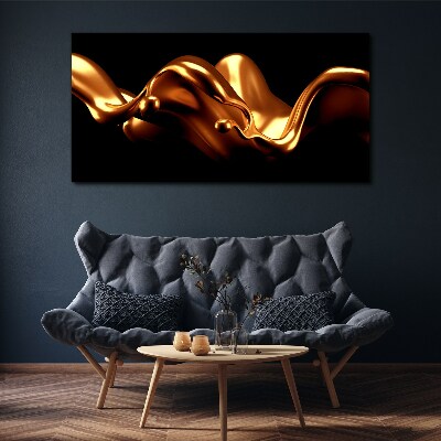 Golden waves on a black background Canvas Wall art