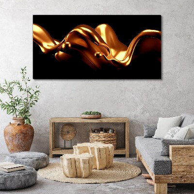 Golden waves on a black background Canvas Wall art