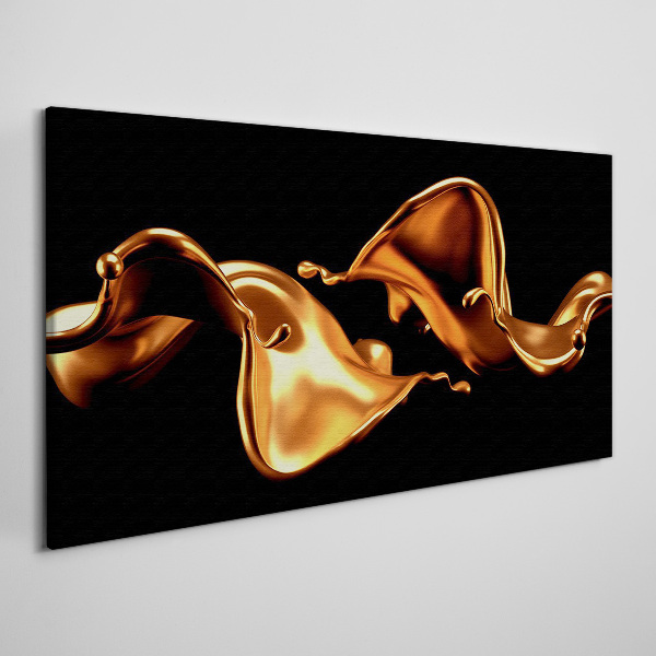 Golden waves of flowing substance Canvas Wall art