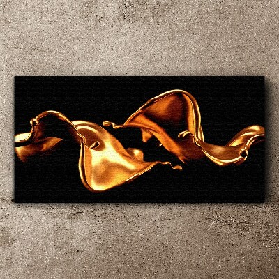 Golden waves of flowing substance Canvas Wall art