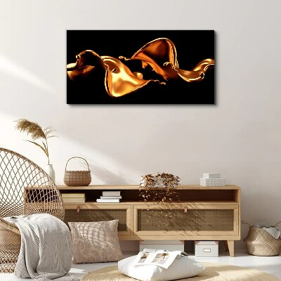 Golden waves of flowing substance Canvas Wall art