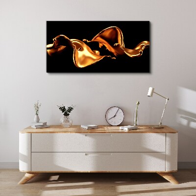Golden waves of flowing substance Canvas Wall art
