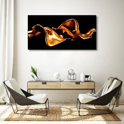 Golden waves of flowing substance Canvas Wall art