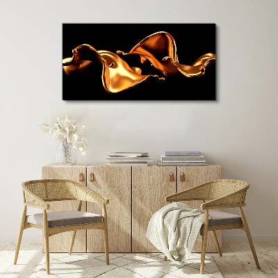 Golden waves of flowing substance Canvas Wall art