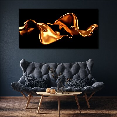 Golden waves of flowing substance Canvas Wall art