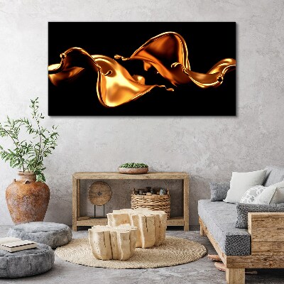 Golden waves of flowing substance Canvas Wall art