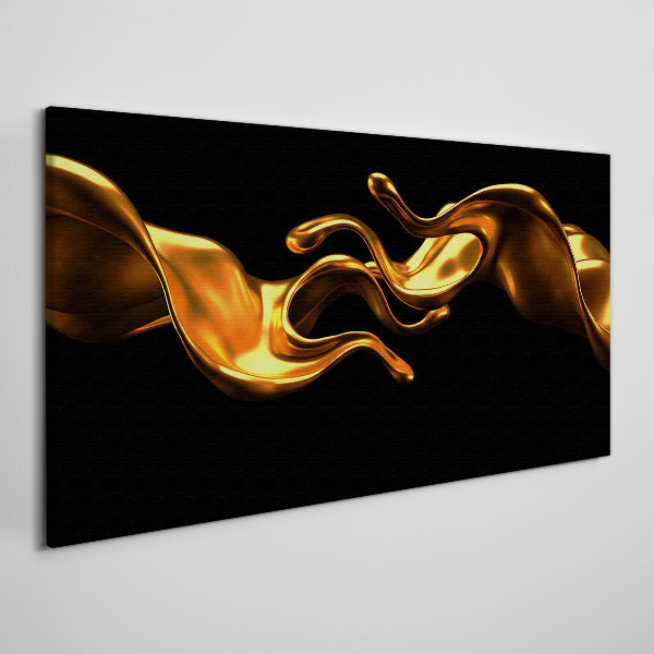 Golden waves on a black background Canvas Wall art