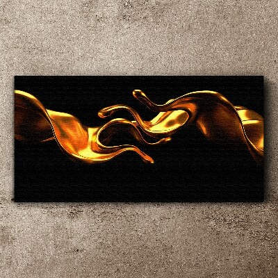 Golden waves on a black background Canvas Wall art