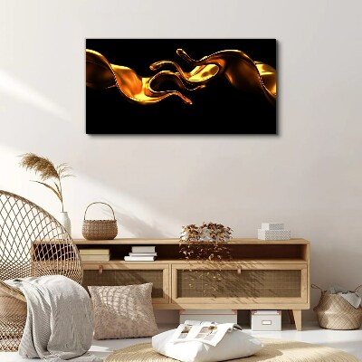 Golden waves on a black background Canvas Wall art