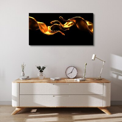 Golden waves on a black background Canvas Wall art