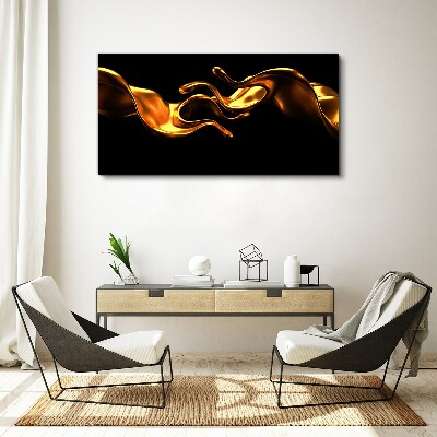 Golden waves on a black background Canvas Wall art