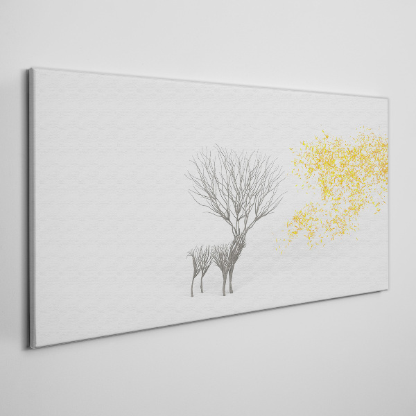 Tree and deer in the wind Canvas Wall art