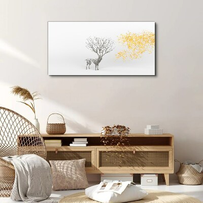 Tree and deer in the wind Canvas Wall art