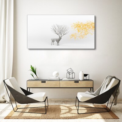 Tree and deer in the wind Canvas Wall art