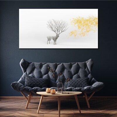 Tree and deer in the wind Canvas Wall art