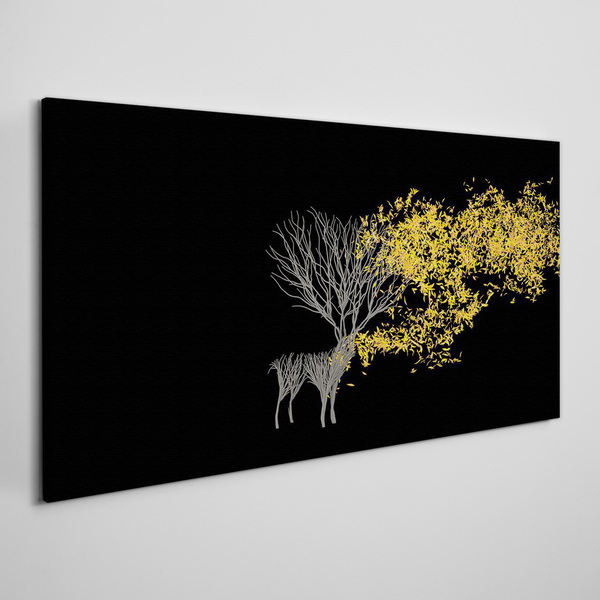 Golden leaves on black background Canvas Wall art